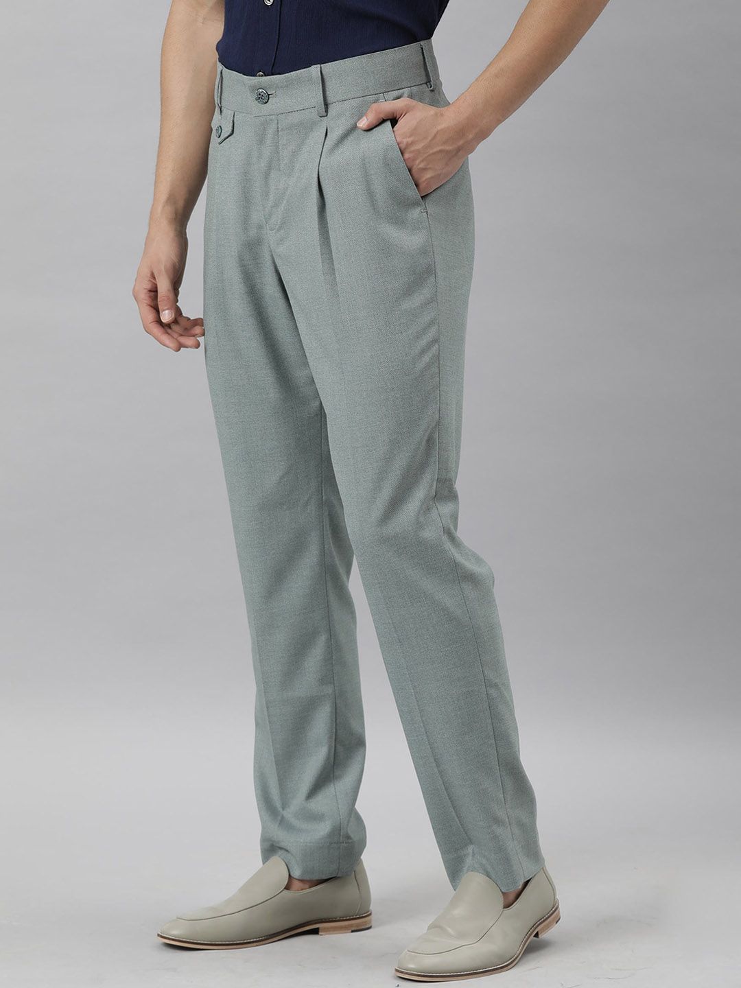 RARE RABBIT Men Dexs Slim Fit Mid Rise Formal Trouser