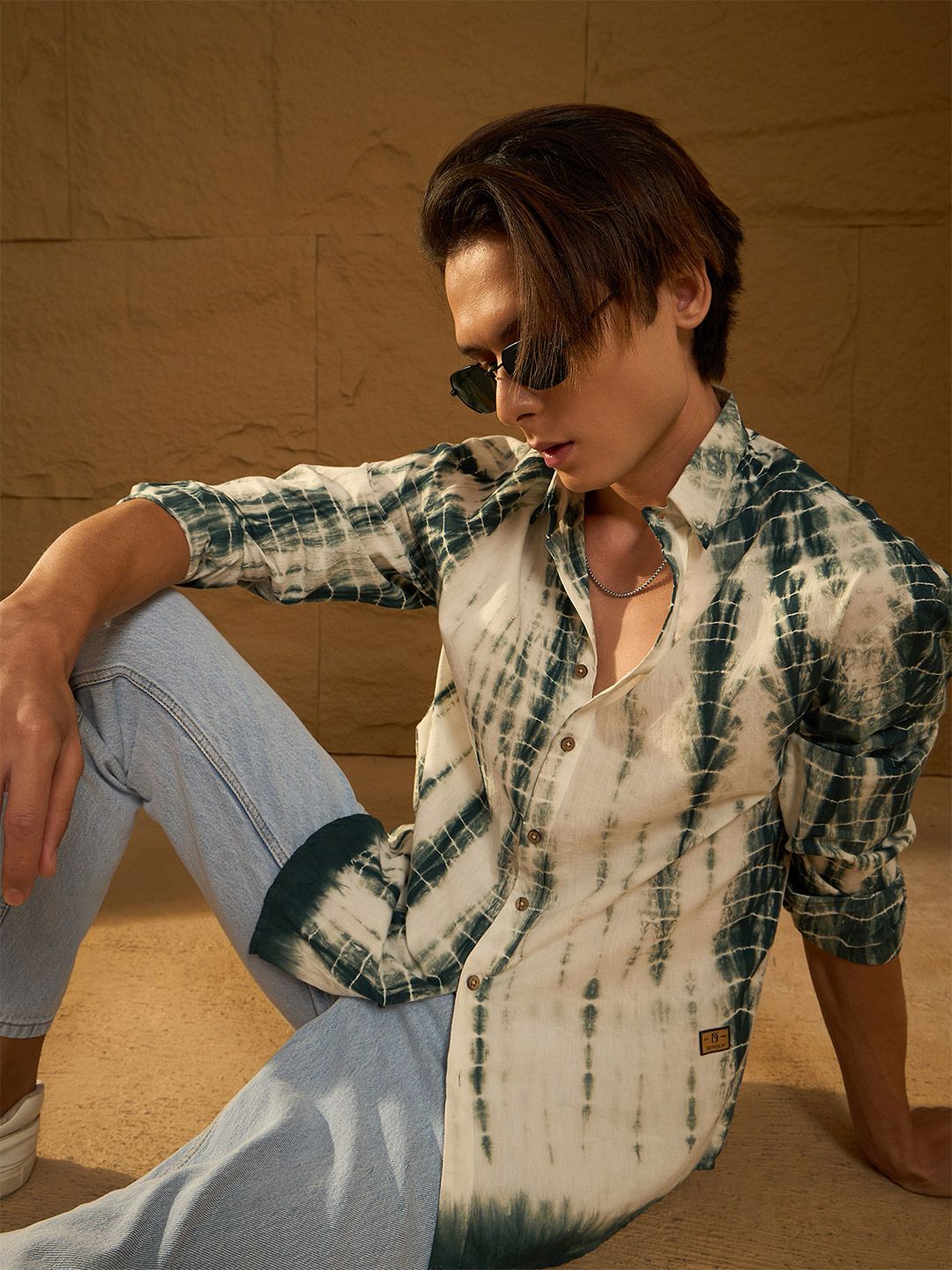 Dennison Men Tie and Dye Oversized Pure Cotton Shirt