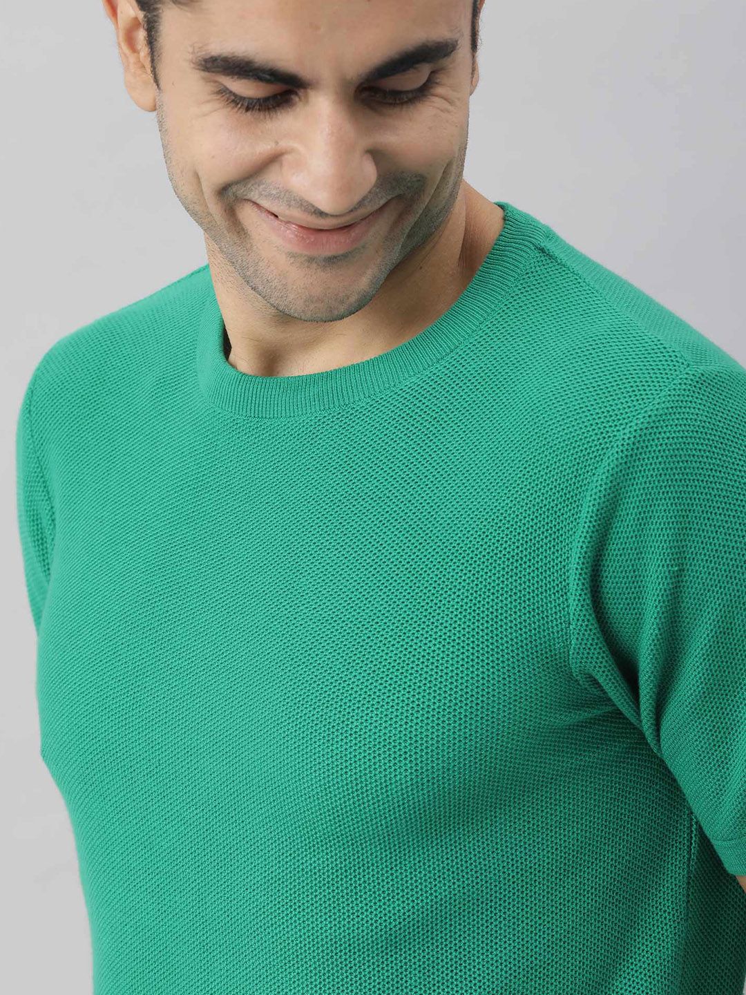 RARE RABBIT Men Clue Pure Cotton Slim Fit T-Shirt