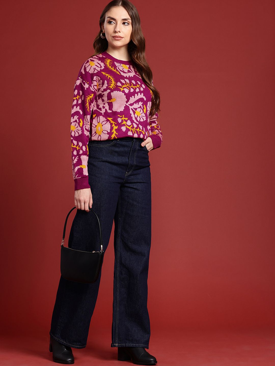 all about you Floral Self Design Pullover