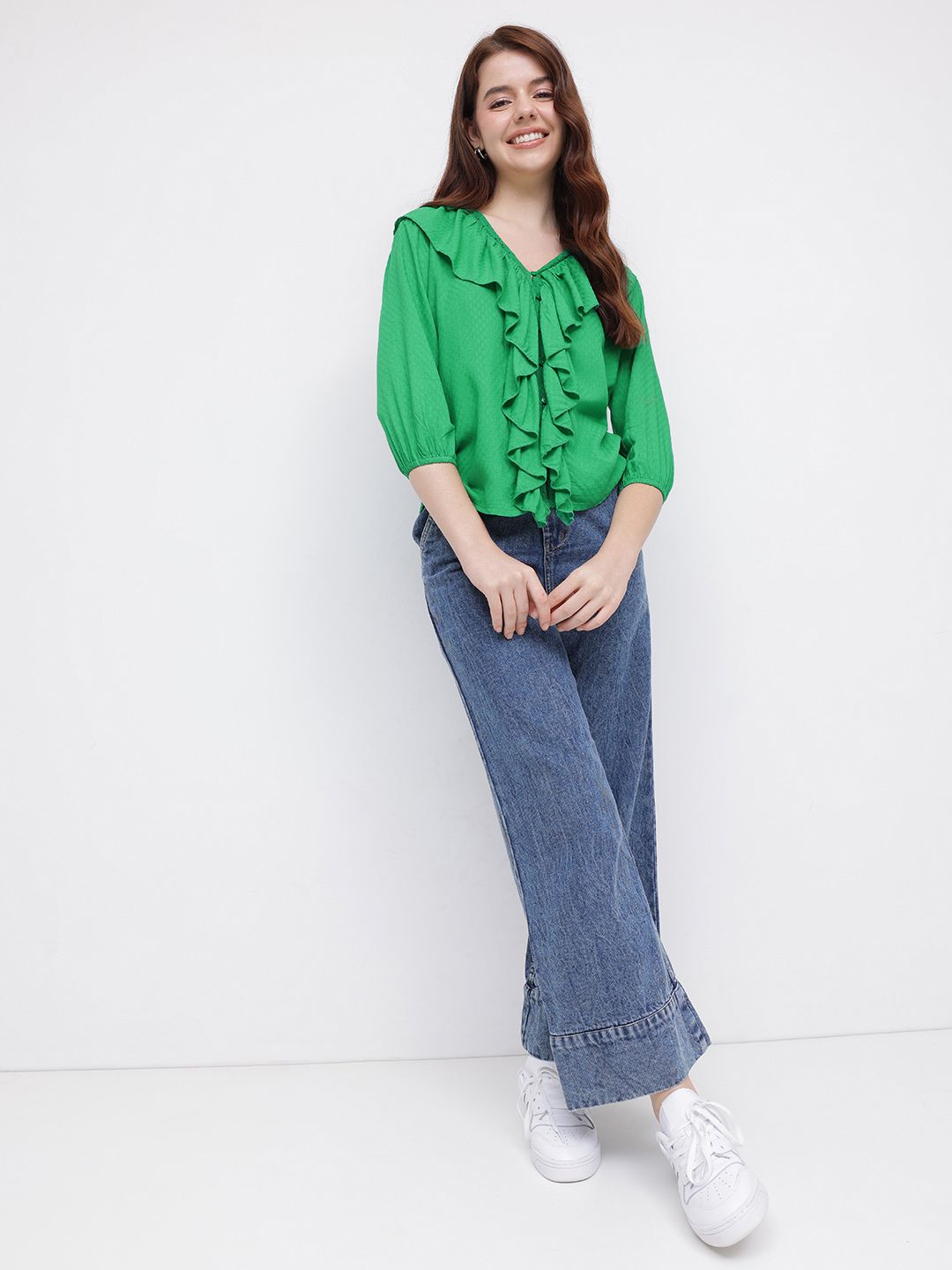 DressBerry Regencycore Ruffles Lace Inserts Top