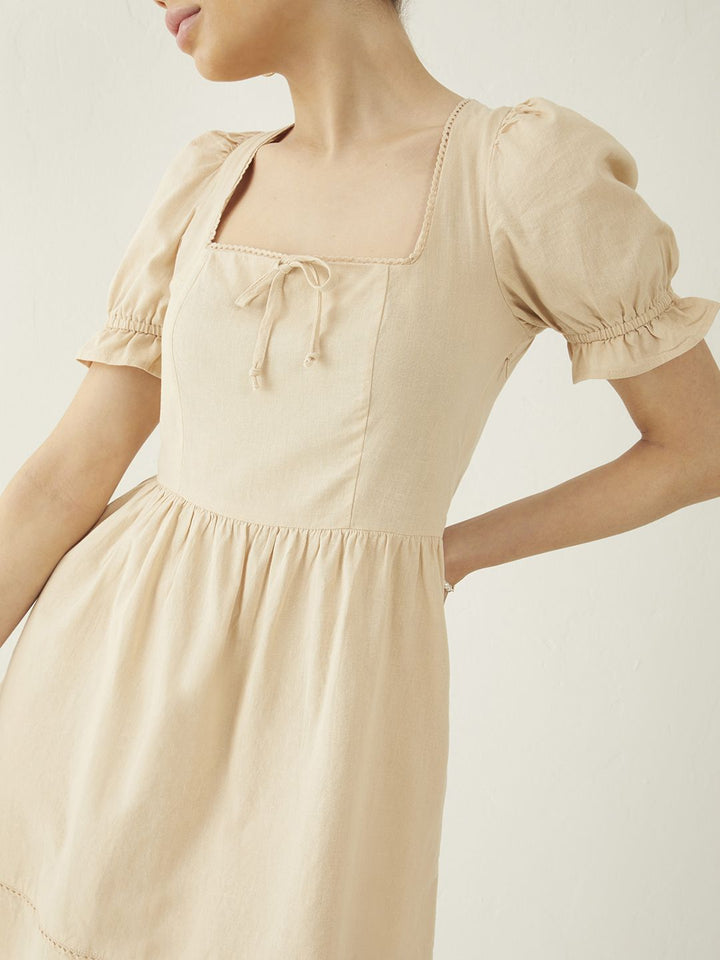 DressBerry Vintage Vibes Lace Inserts Fit & Flare Mini Dress