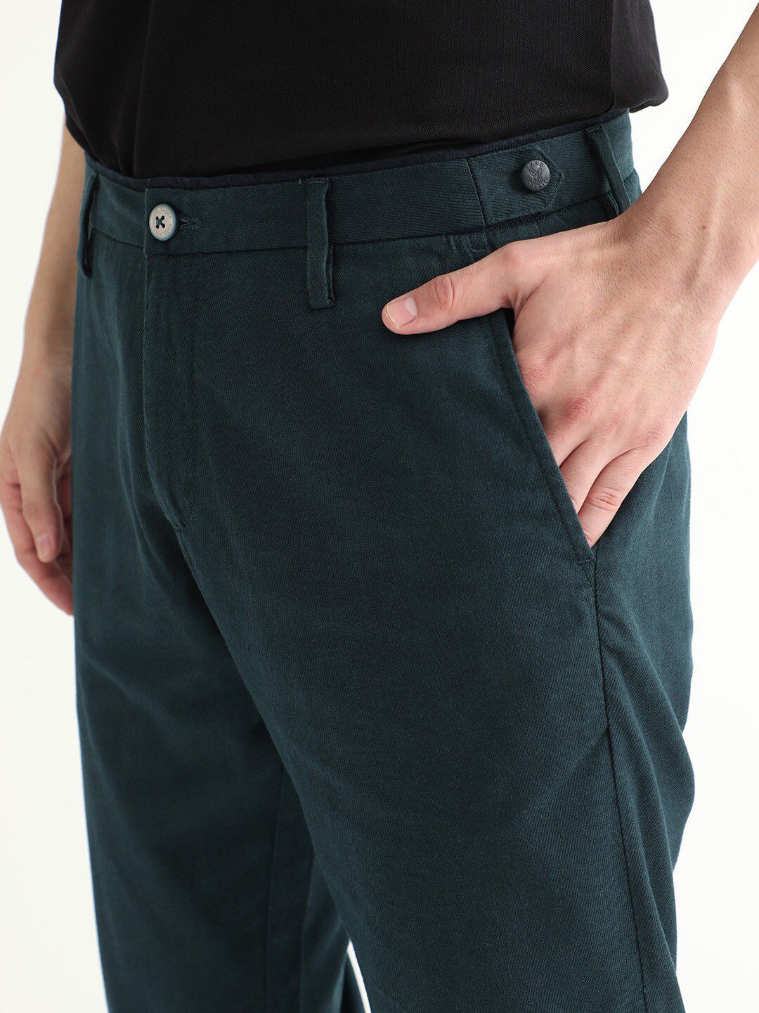 RARE RABBIT Cellular Mid Rise Cotton Slim Fit Trouser