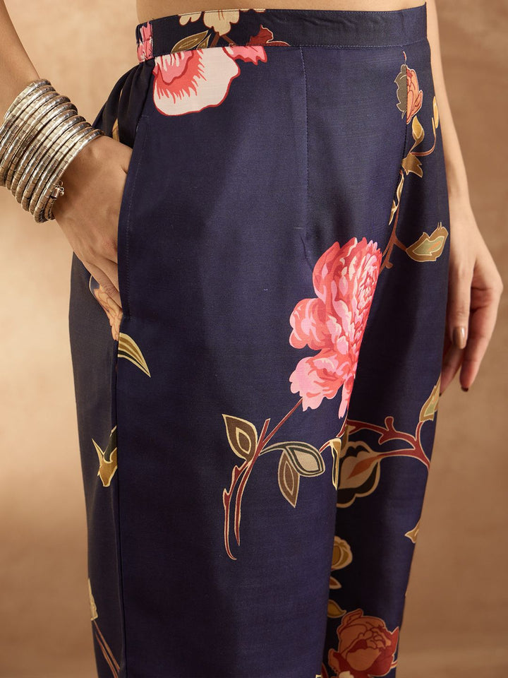 Indo Era Women Floral Printed Regular Kurta with Trousers