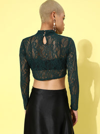 STREET 9 Women Green Floral Lace Top