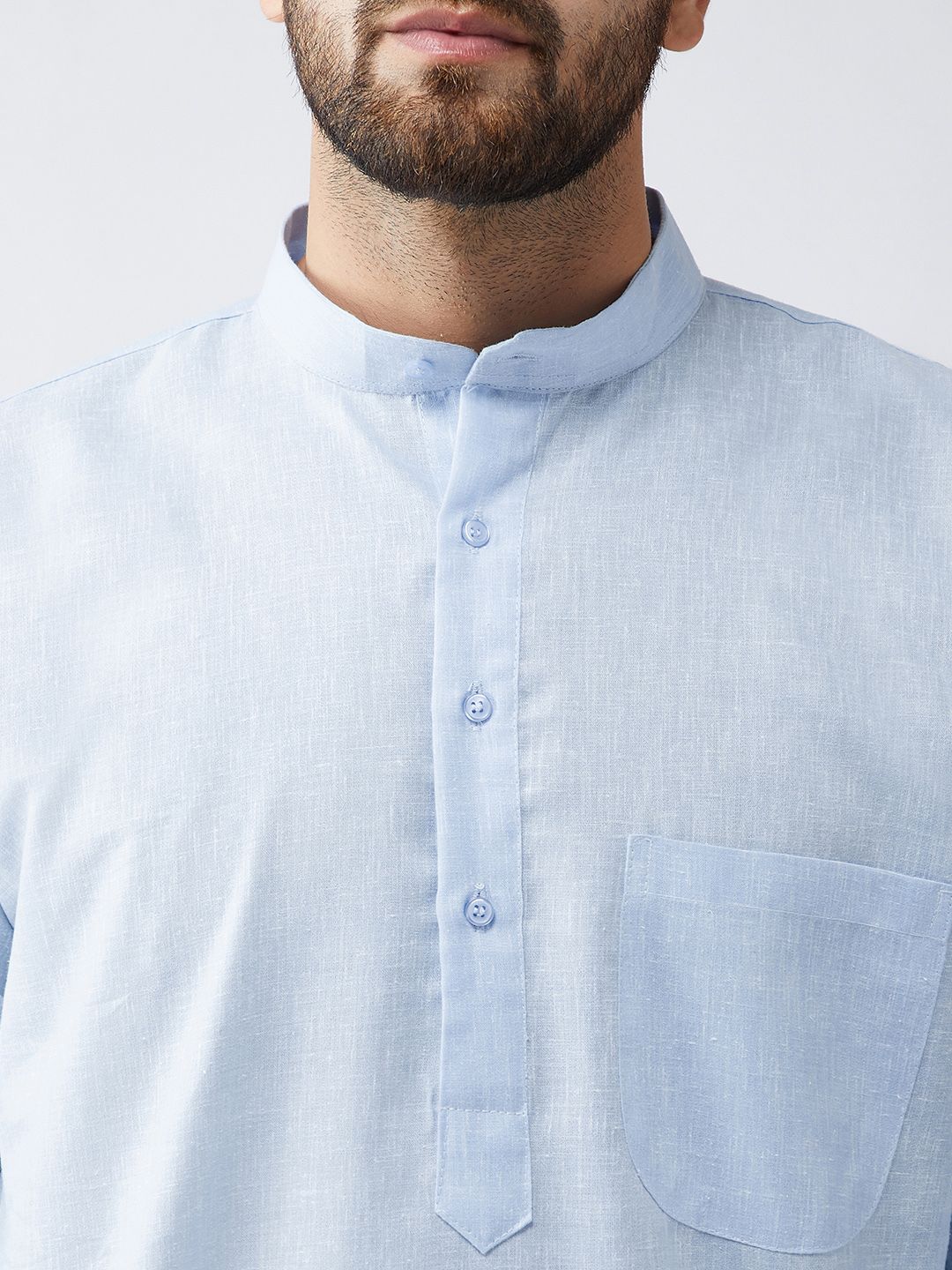 SOJANYA Men Blue & Off-White Solid Kurta with Churidar