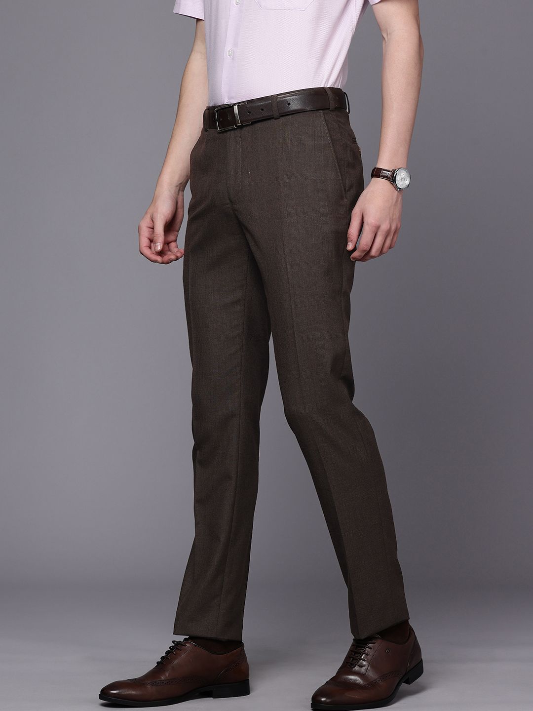 Raymond Men Checked Slim Fit Formal Trousers