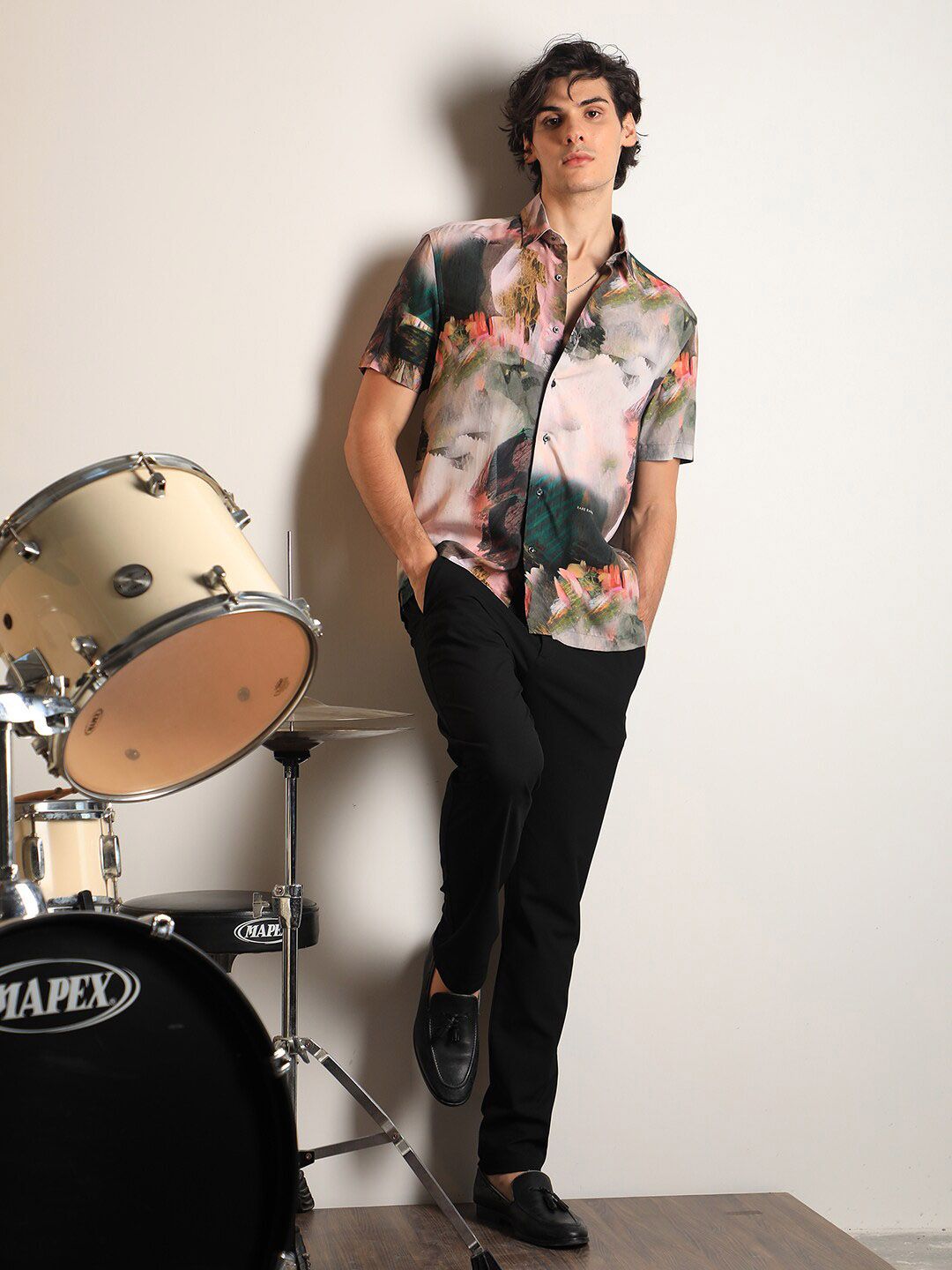 RARE RABBIT Men Painter Slim Fit Printed Cotton Shirt