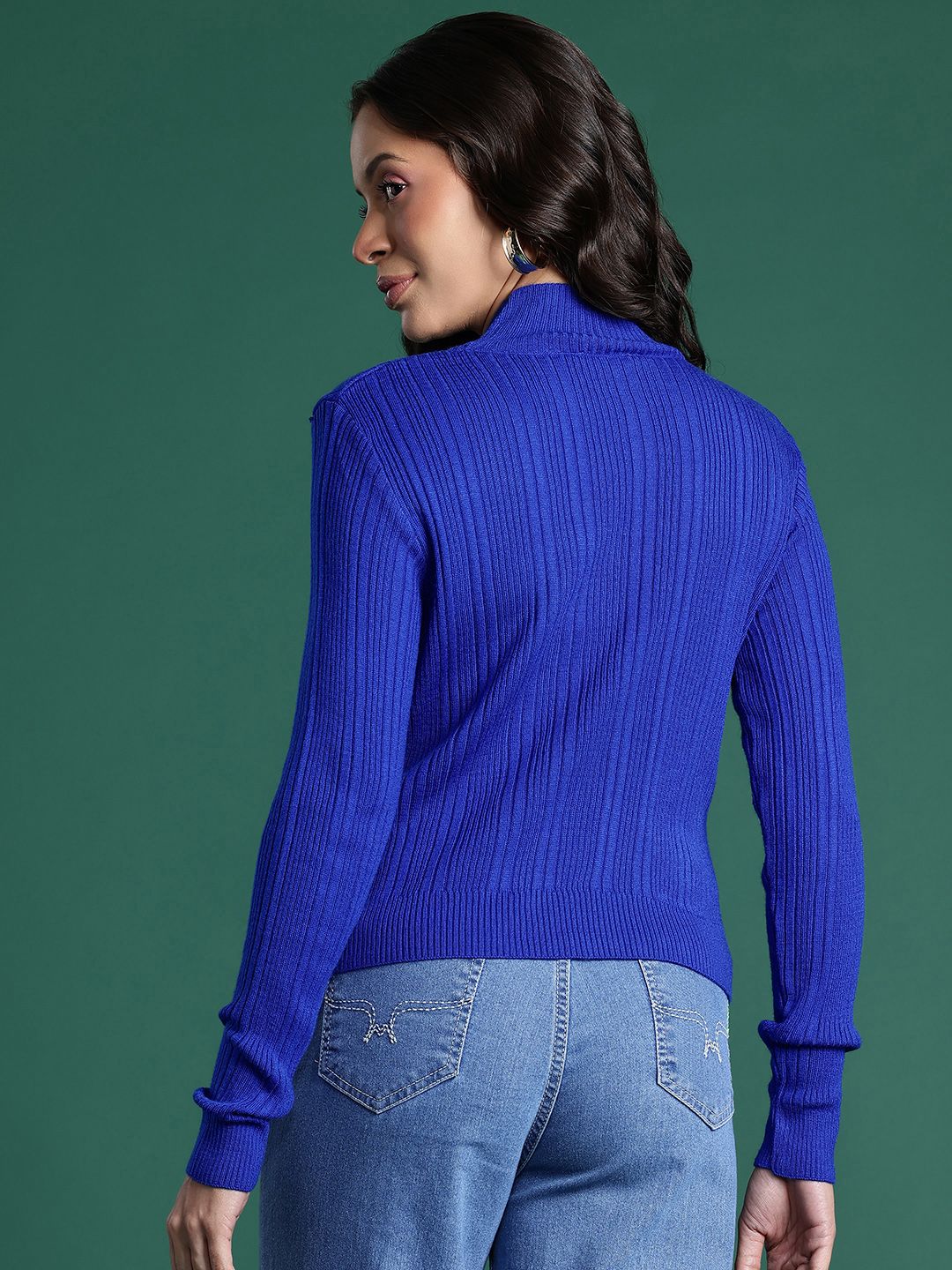 DressBerry High Neck Ribbed Pullover