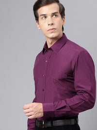 Hancock Men Purple Slim Fit Solid Formal Shirt