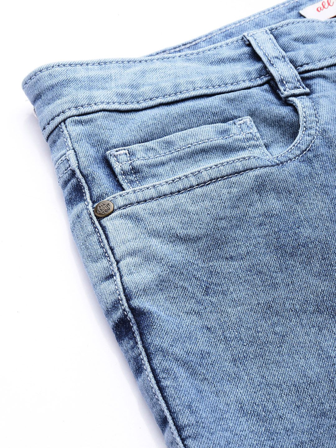 all about you Women Straight Fit High-Rise Heavy Fade Stretchable Jeans