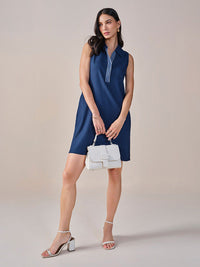 AND Shirt Collar Sleeveless A-Line Dress