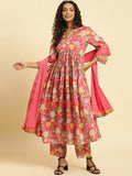 W Floral Printed Regular Pure Cotton Kurta With Trousers & Dupatta