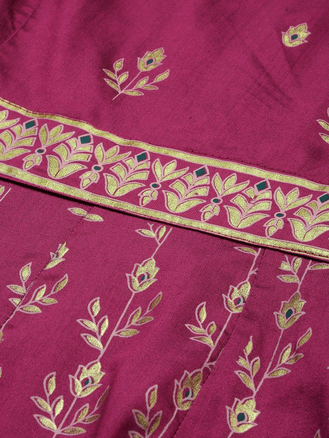 Global Desi Women Purple & Gold-Toned Floral Printed Anarkali Kurta