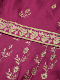 Global Desi Women Purple & Gold-Toned Floral Printed Anarkali Kurta