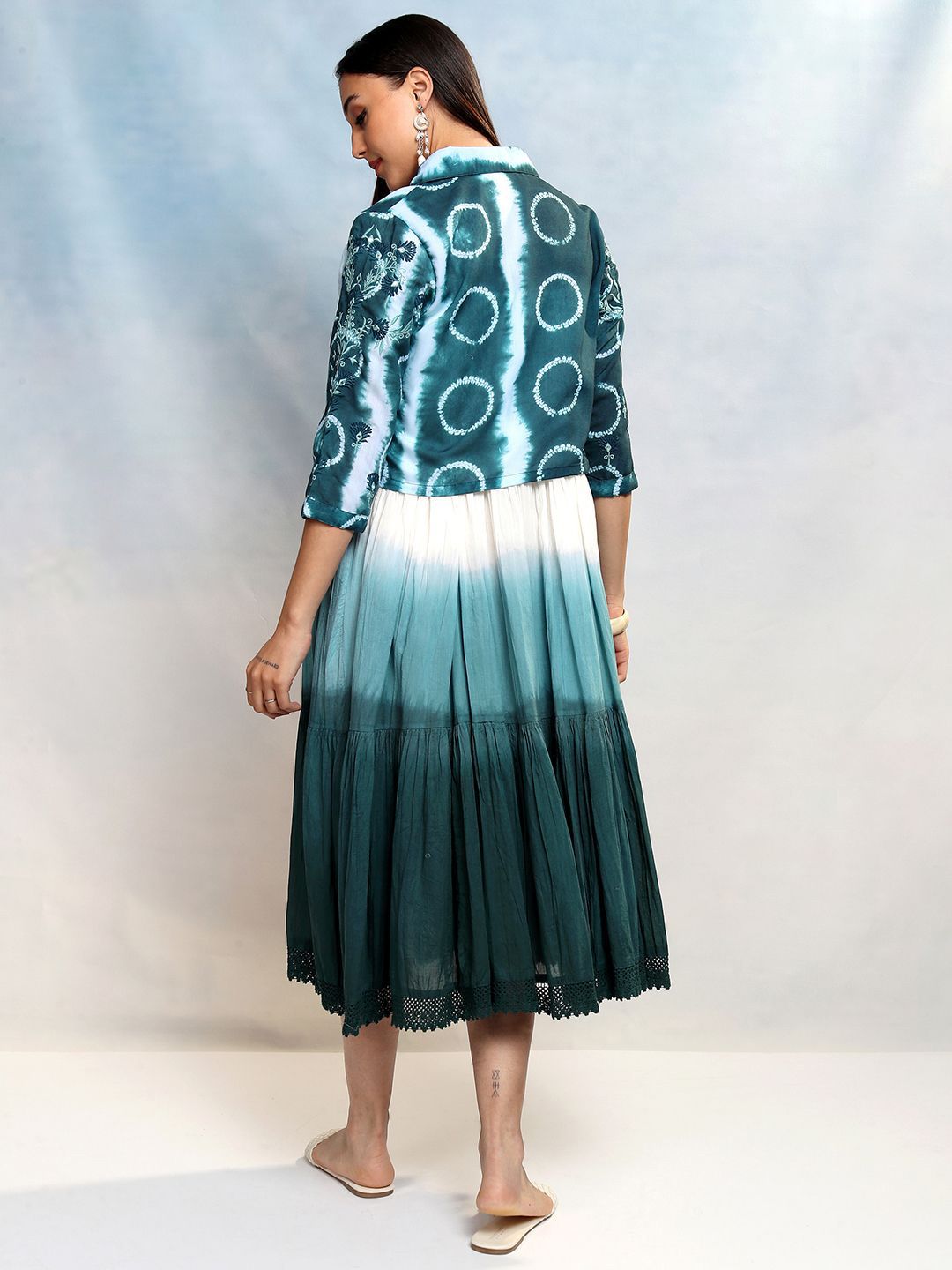 Vishudh Tie and Dye Dyed A-Line Midi Holi Dress