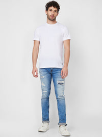 SPYKAR Men Skinny Fit Low-Rise Highly Distressed Heavy Fade Stretchable Cotton Jeans