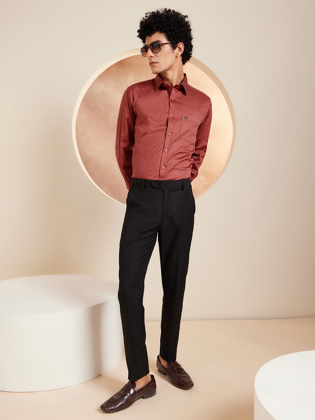 DENNISON Smart Solid Opaque Pure Cotton Satin Shirt