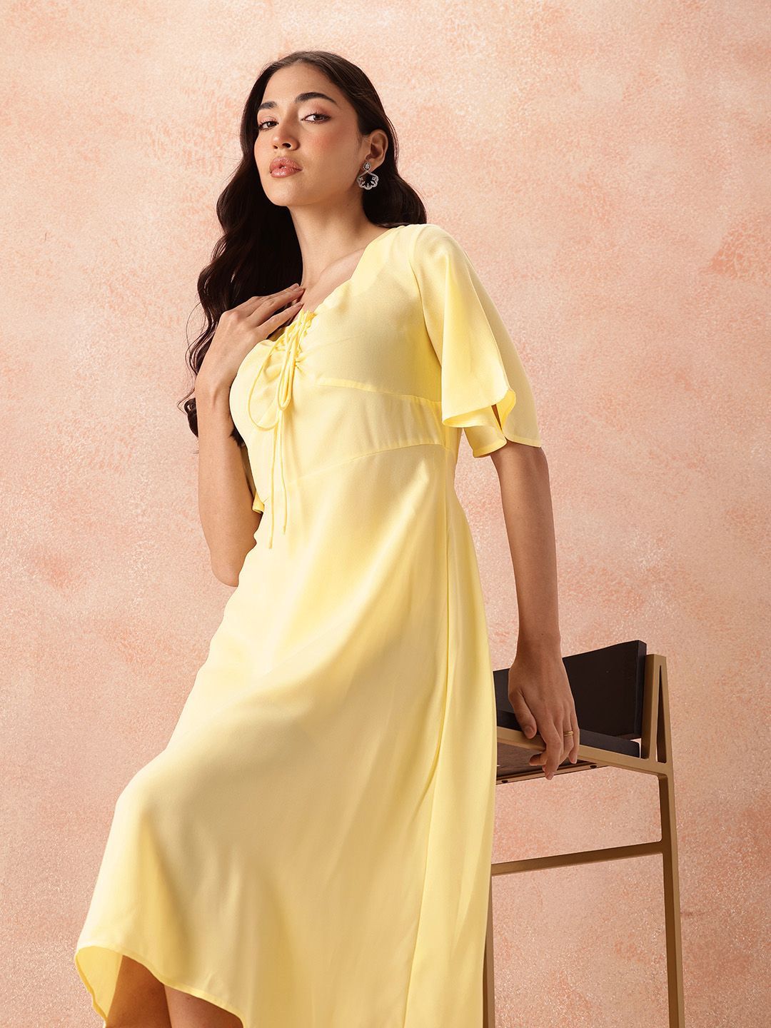 all about you Smocked Flared Sleeve Fit & Flare Dress