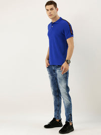 Being Human Men Blue Solid Polo Collar T-shirt