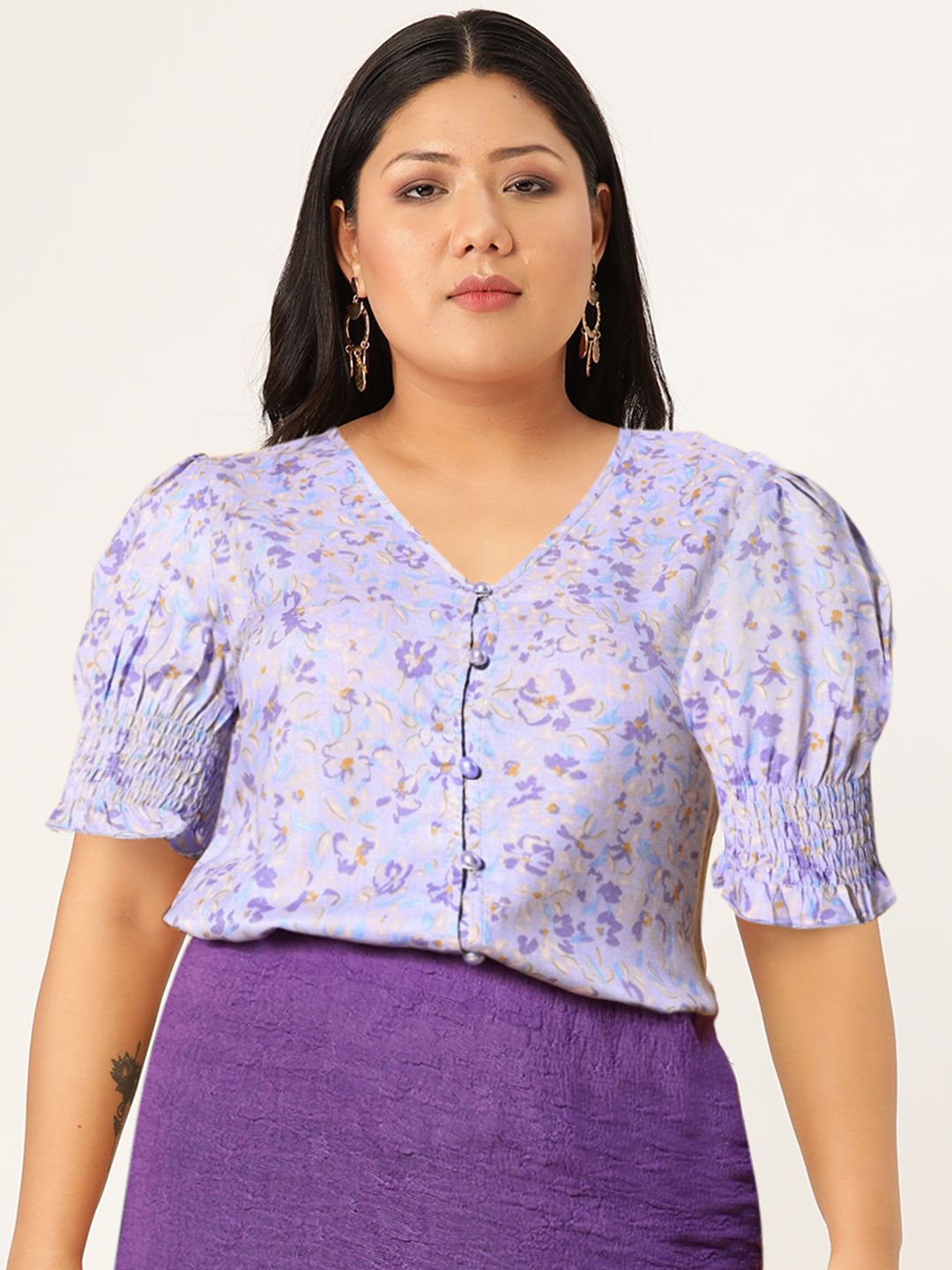 Berrylush Stunning Purple Floral Vacay Attire