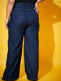 SASSAFRAS Curve Women Navy Blue Mid-Rise Comfort Straight Fit Stretchable Jeans