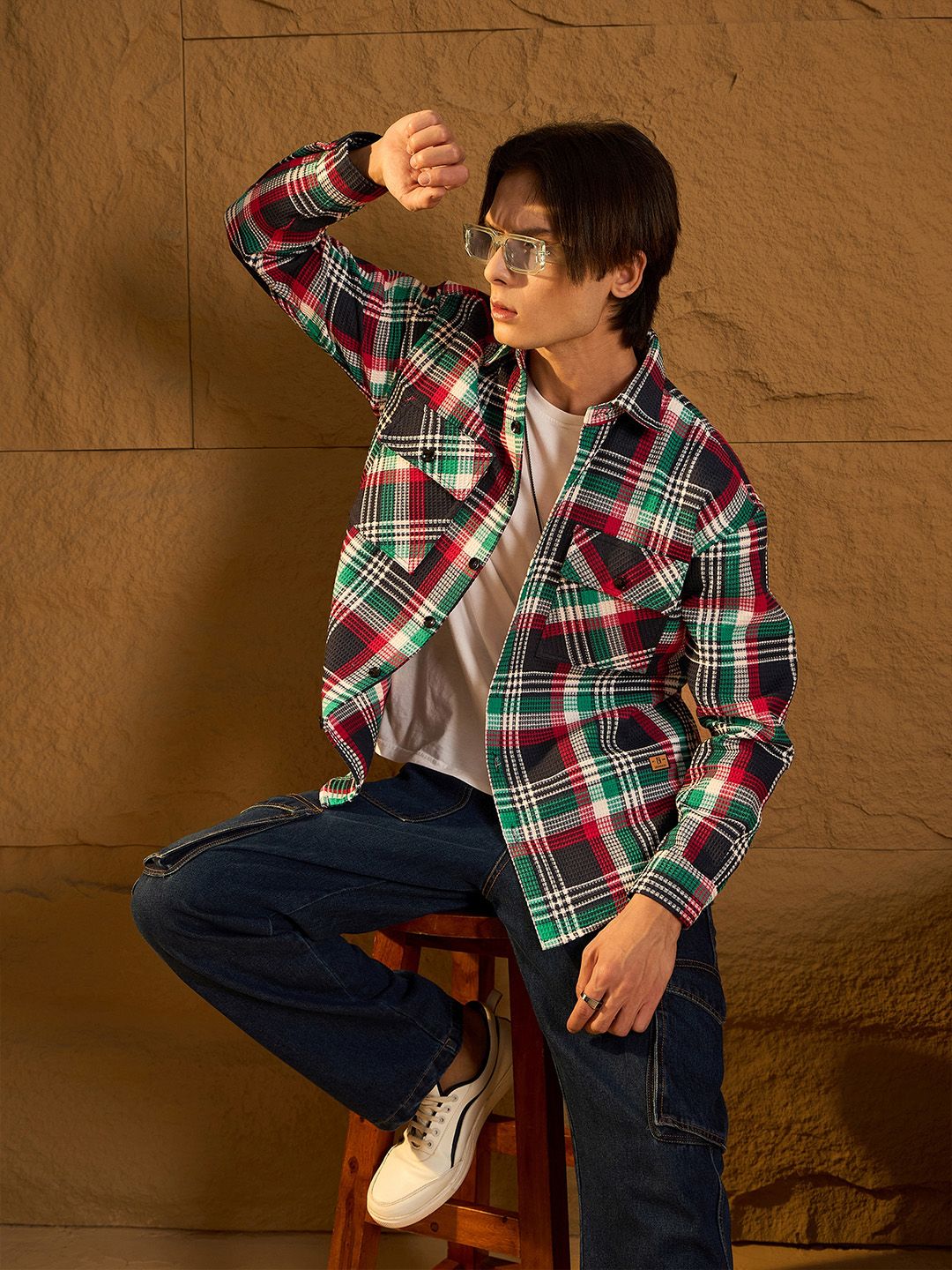 Dennison Men Double Pocket Drop Bahu Kapas Berlebihan