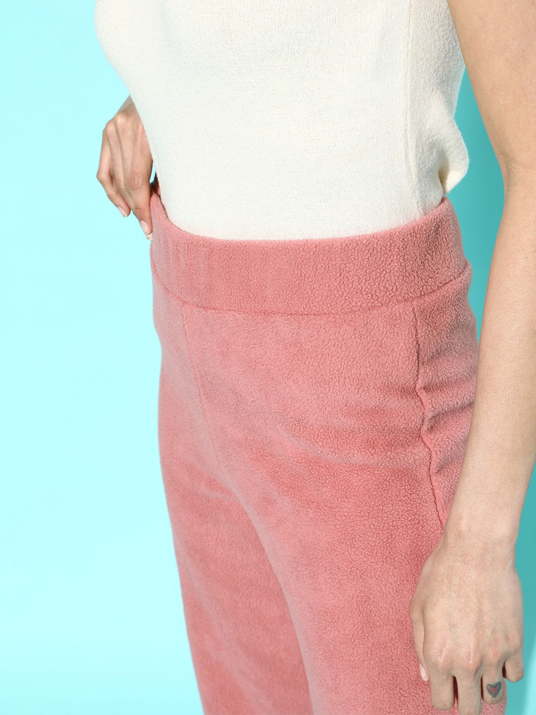 STREET 9 Women Pretty Pink Solid Fleece Trousers