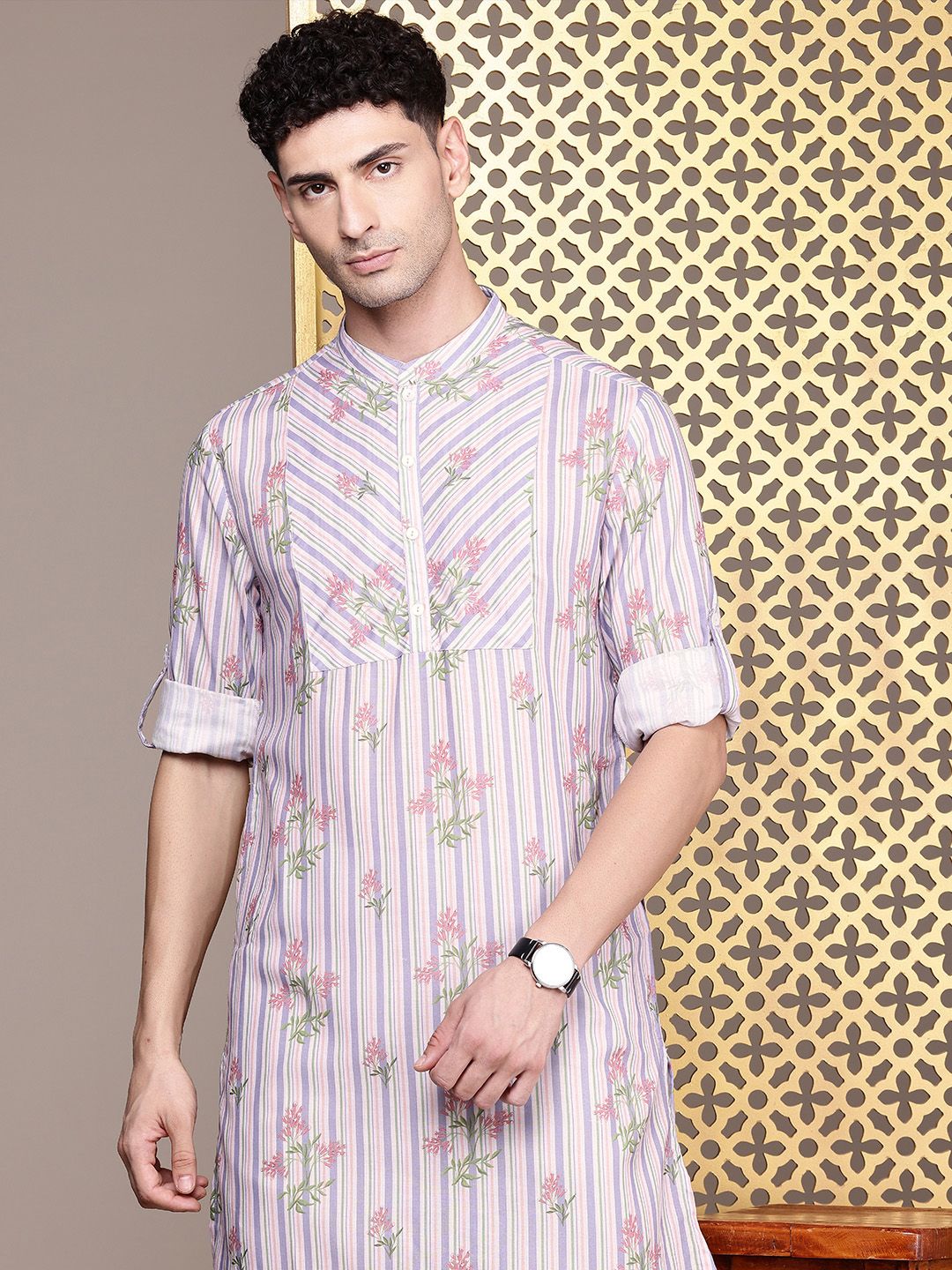House of Pataudi Floral Printed Jashn Kurta
