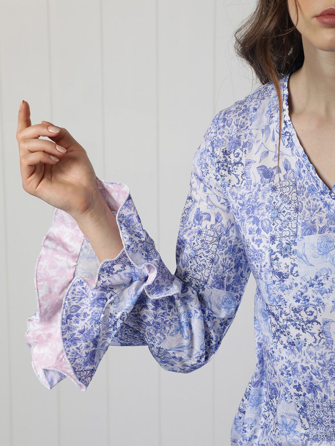 RAREISM Pure Cotton Floral Printed A-Line Dress