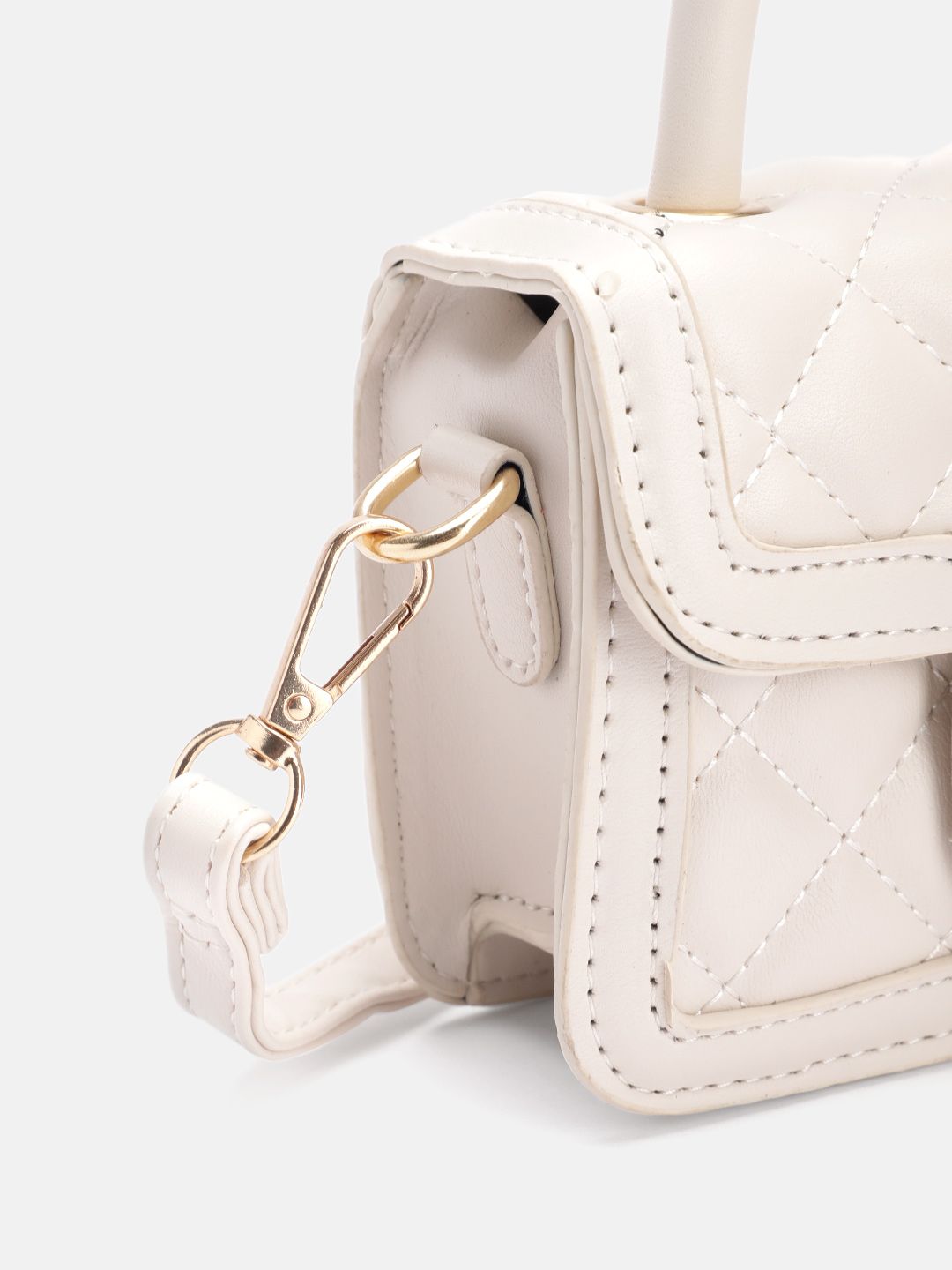 DressBerry Quilted Structured Satchel Bag