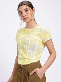 DressBerry Corset Style Fuzzy Abstract Print Top