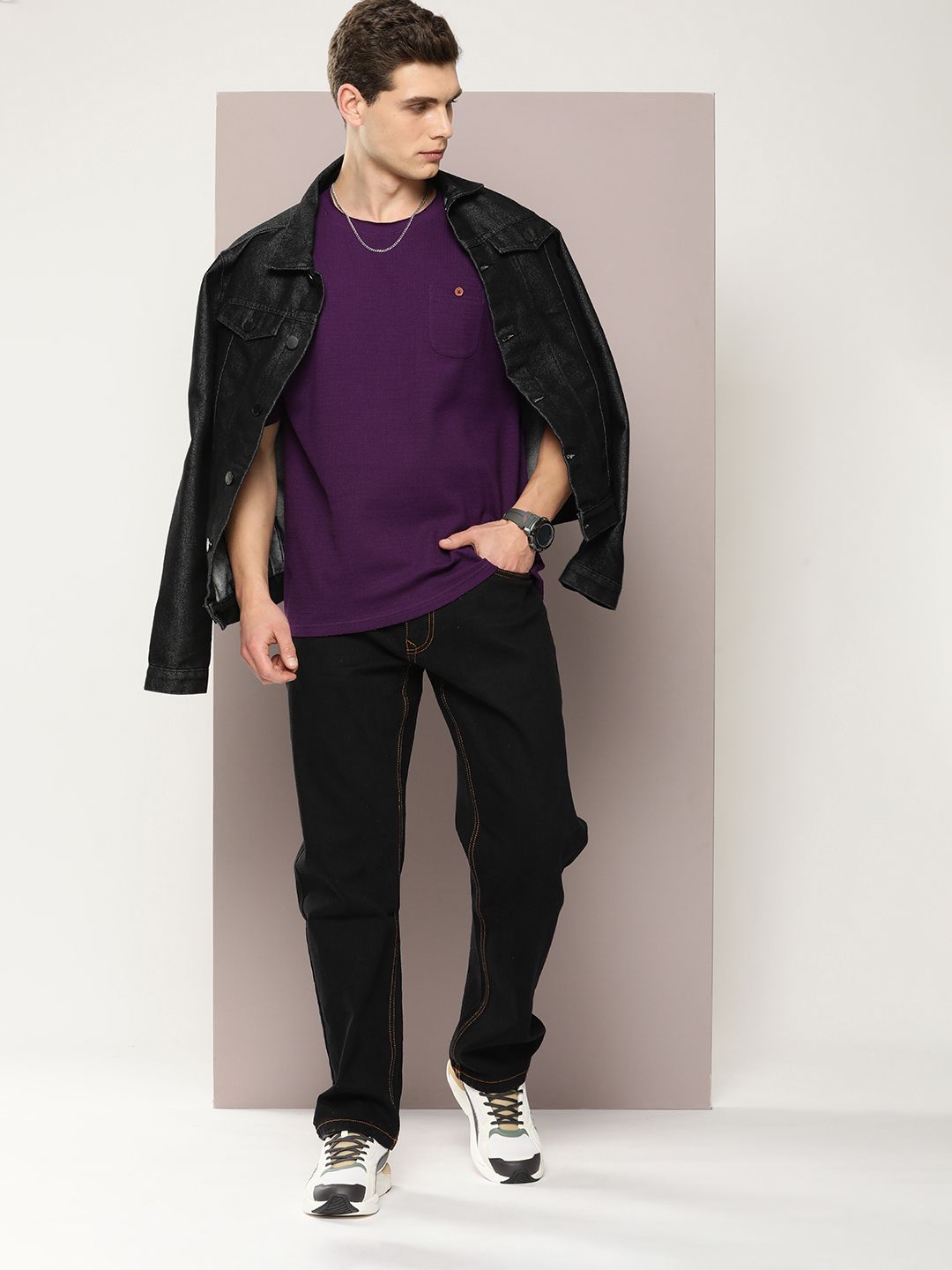 DILLINGER Men Waffle Structure Pure Cotton Pockets T-shirt