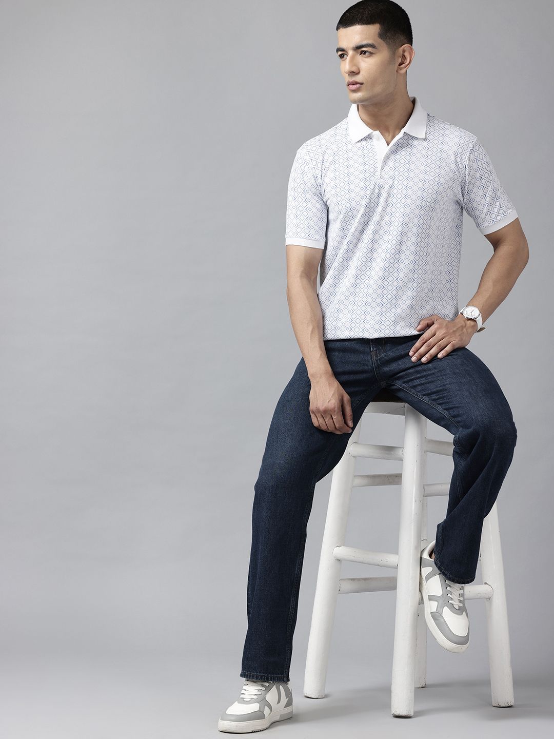 Park Avenue Men Printed Polo Collar Slim Fit T-shirt