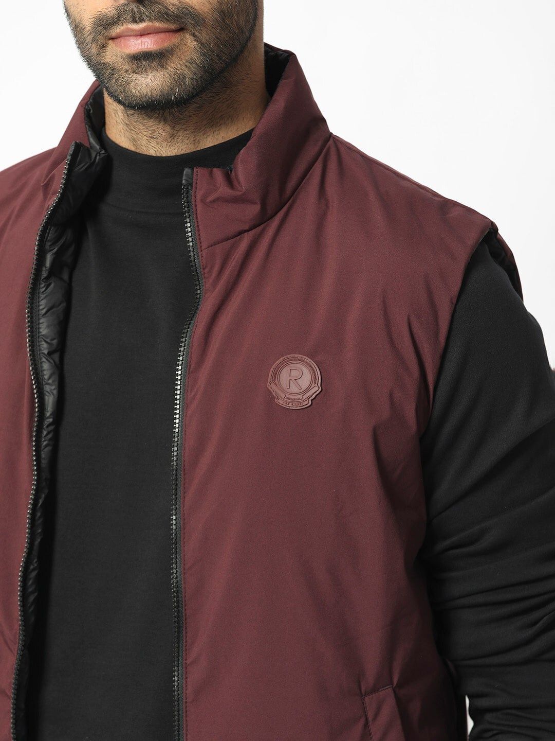 RARE RABBIT Men Cog Puffer Mock Collar Reversible Jacket