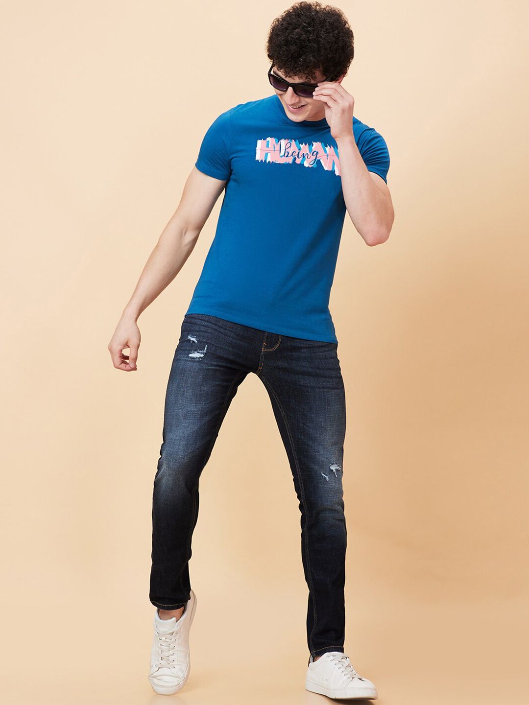 Being Human Typography Printed Cotton Casual T-shirt