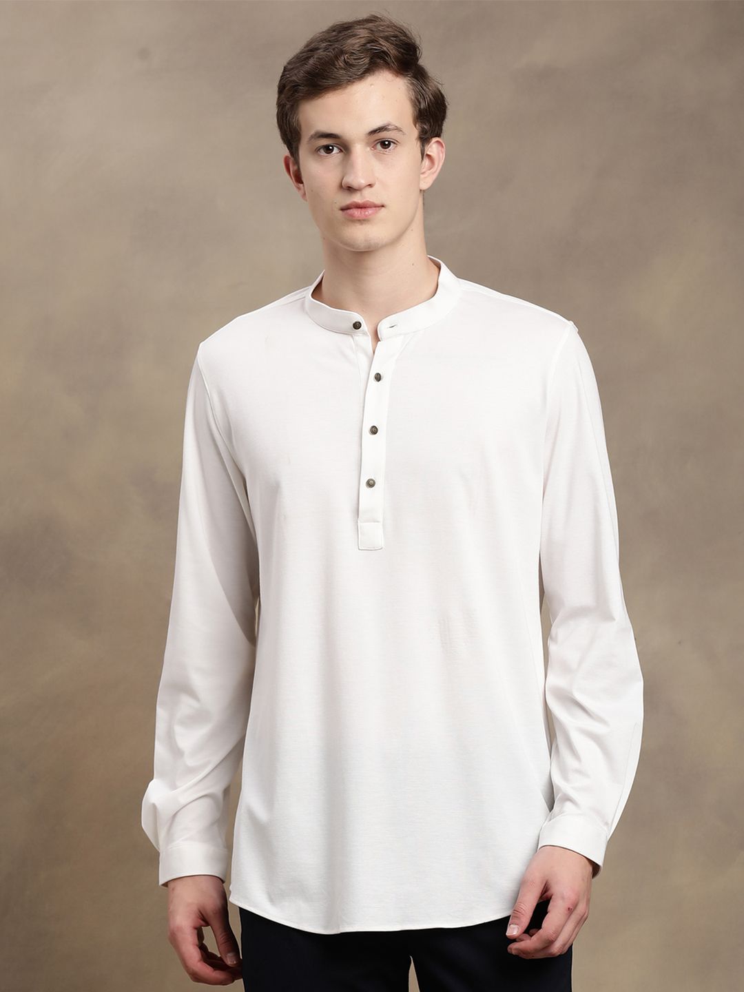 Turtle Men Band Collar Shirt