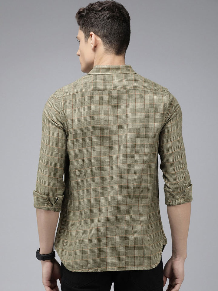 THE BEAR HOUSE Men Slim Fit Checked Pure Cotton Casual Shirt