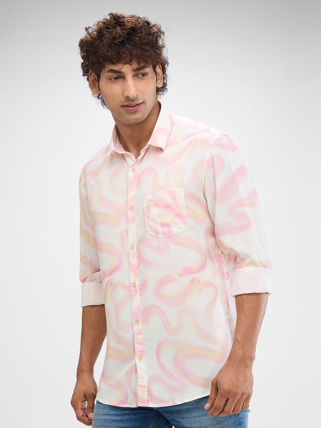 SPYKAR Men Slim Fit Abstract Printed Casual Shirt