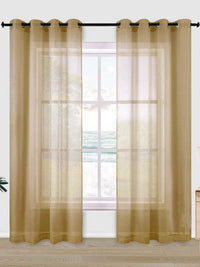 URBAN SPACE Set Of 2 Taupe Solid Sheer Door Curtains