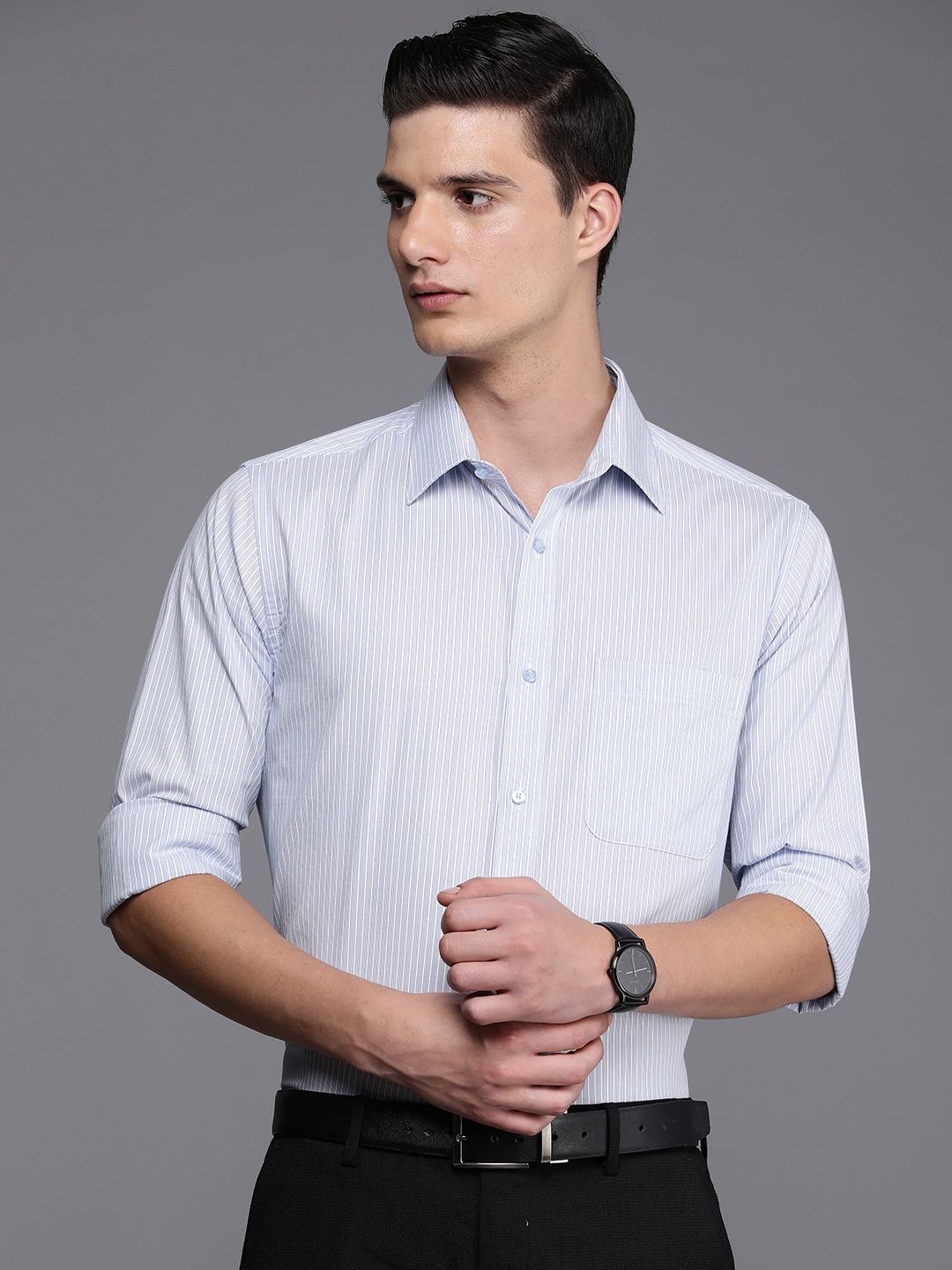 Raymond Slim Fit Striped Pure Cotton Formal Shirt
