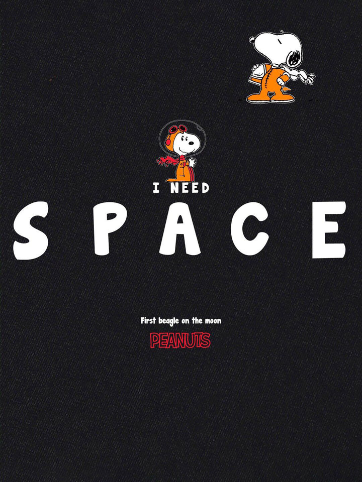 Bewakoof Peanuts Graphic Printed Drop-Shoulder Sleeves Oversized Cotton T-shirt