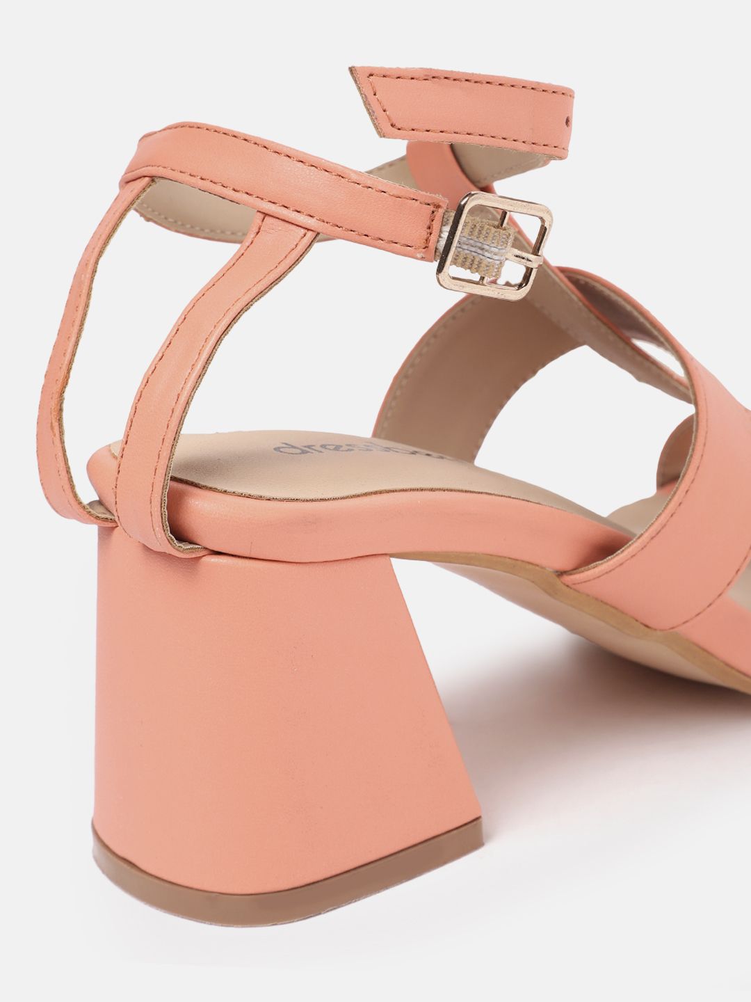 DressBerry Striped Open -Toe Block Heeled Sandals