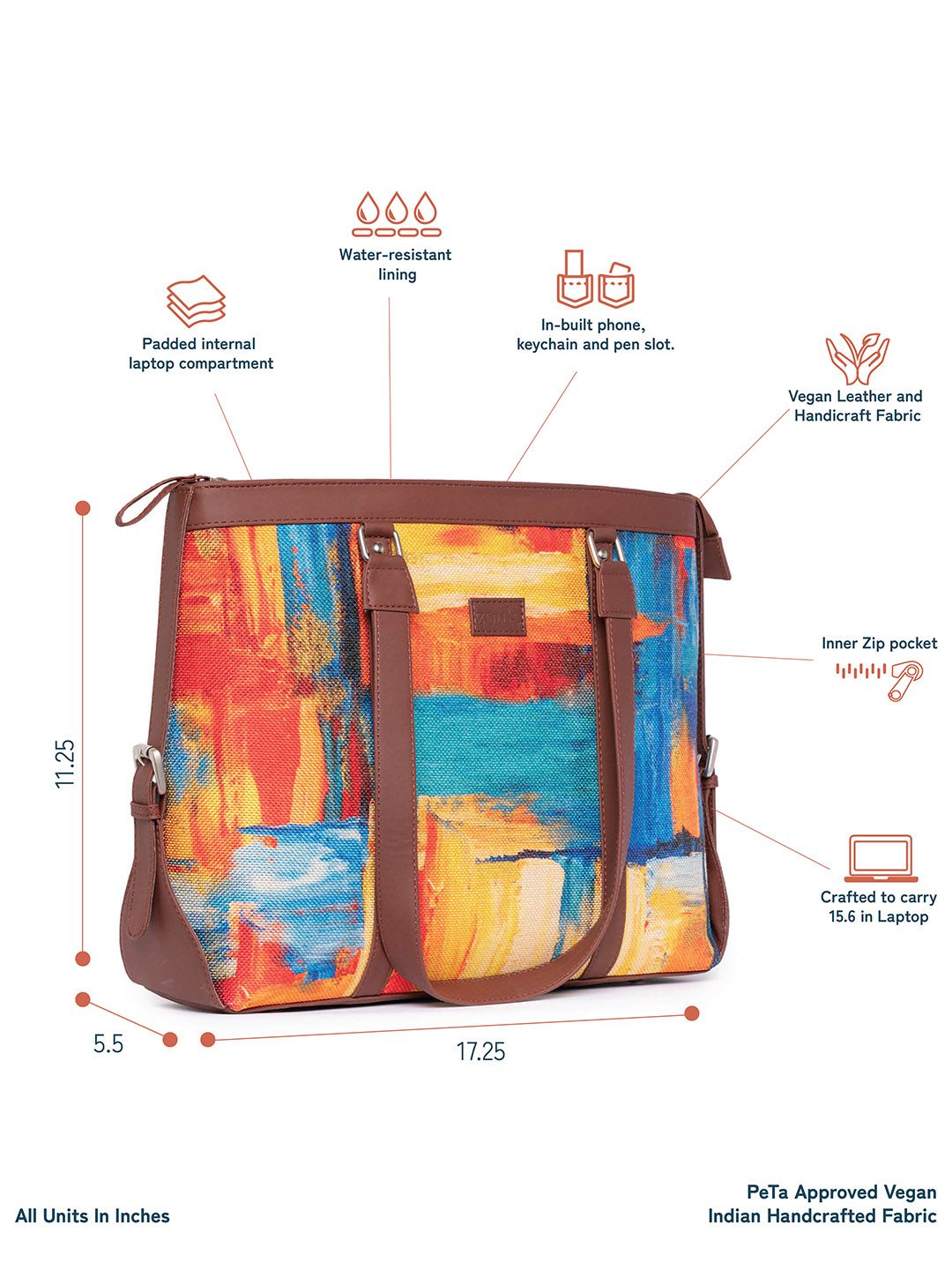 ZOUK Women Abstract Structured Laptop Bag