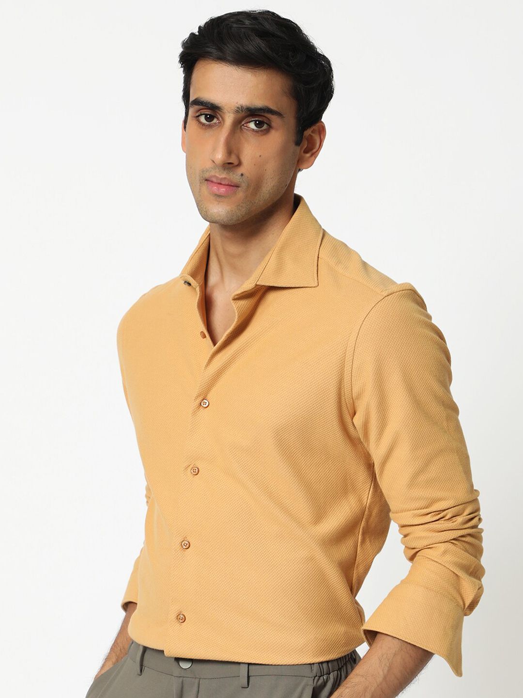 RARE RABBIT Men Venziya Slim Fit Opaque Cotton Shirt