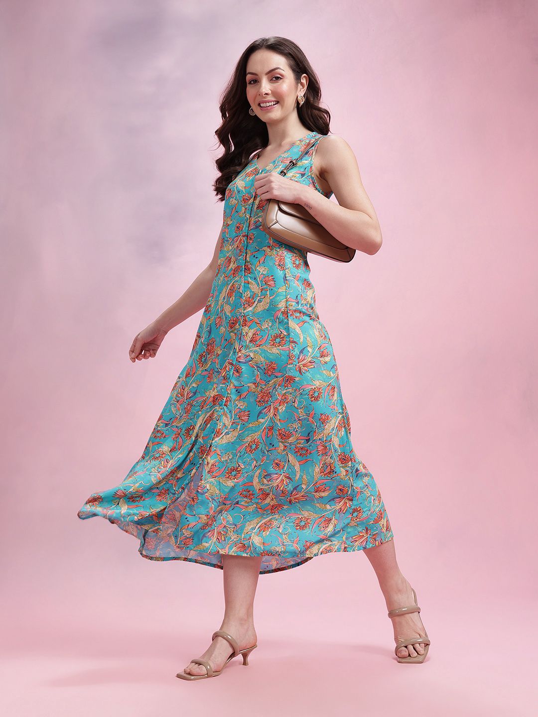 DressBerry Floral Print Midi Dress