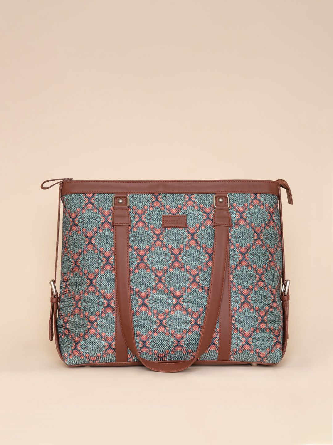 ZOUK Teal Ethnic Motifs Print Laptop Sling Bag