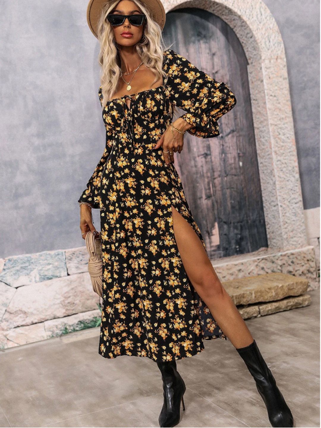 all about you Floral Print Fit & Flare Dress