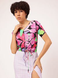 DressBerry Blush & Bold Printed Ruched Top