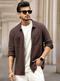 Powerlook Men Textured Spread Collar Casual Shirt